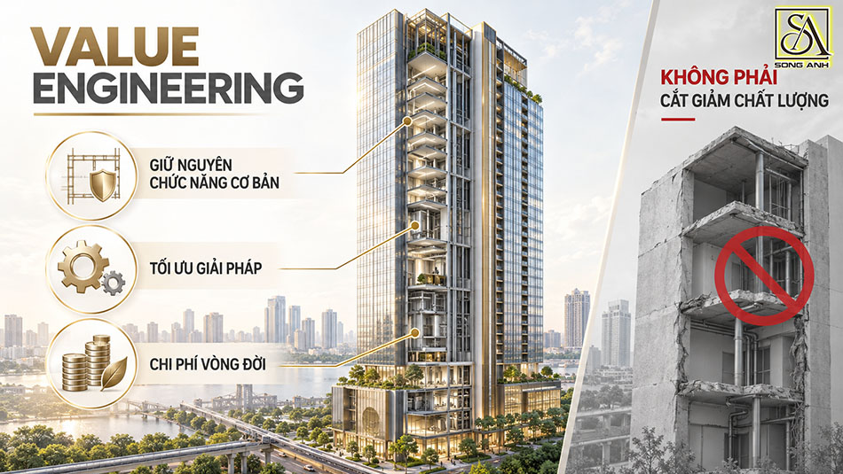Value Engineering giữ nguyên chức năng cơ bản và tối ưu chi phí vòng đời công trình